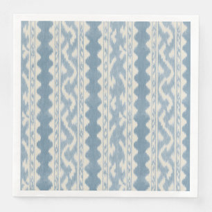 Serviette En Papier Ikat bleu poussiéreux, chemin de table festonné