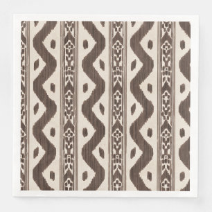 Serviette En Papier Ikat Brun Espresso, Rayure de Table Tissée