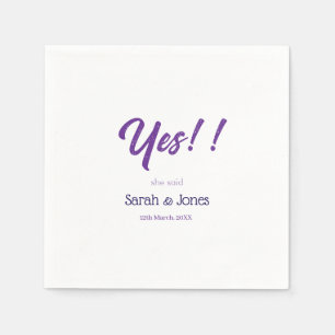 Serviette En Papier Il a demandé elle a dit oui engagement simple bol