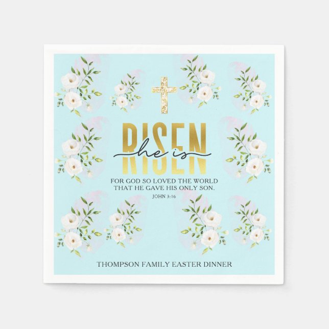 Serviette En Papier Il Est Ressuscité Citation Religieuse Chrétienne B (Devant)