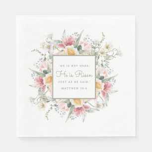 Serviette En Papier Il est ressuscité Floral Cross Pâques   Résurrecti