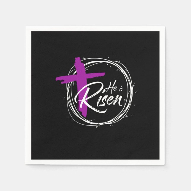 Serviette En Papier Il Est Ressuscité Nativité Jésus Christus Cross Fa (Devant)