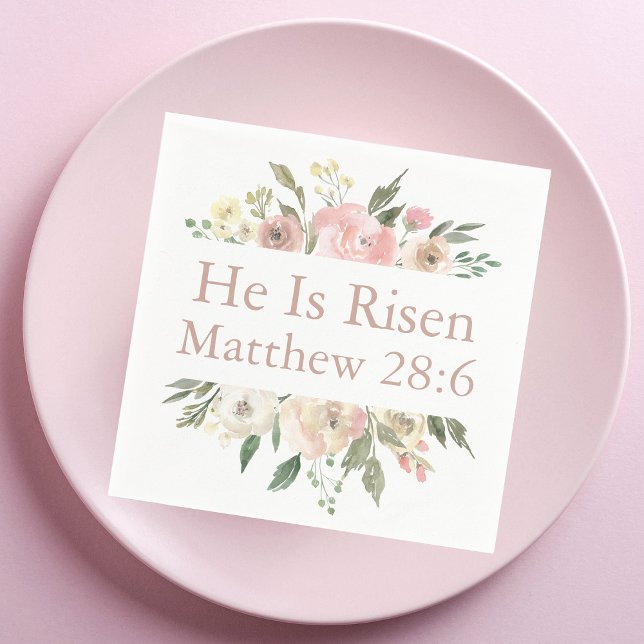 Serviette En Papier Il est ressuscité rose belle florale religieuse Pâ (Créateur téléchargé)