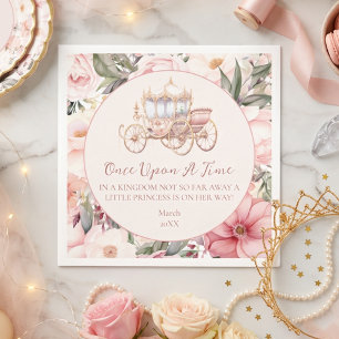 Serviette En Papier Il était une fois Baby Shower Rose Princesse