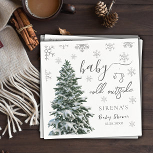 Serviette En Papier Il fait froid dehors Hiver Arbre gris Baby showe