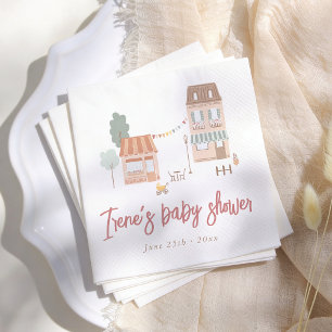 Serviette En Papier Il faut tout un village Baby Shower dessiné à la m