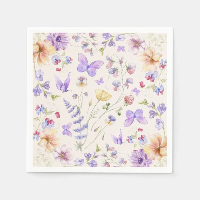 Serviette En Papier Il Me Donne Fête des mariées Aux Papillons (Devant)