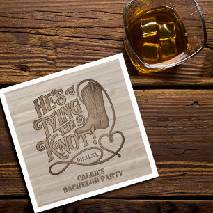 Serviette En Papier Il noue le Knot Cowboy Western Bachelor Party