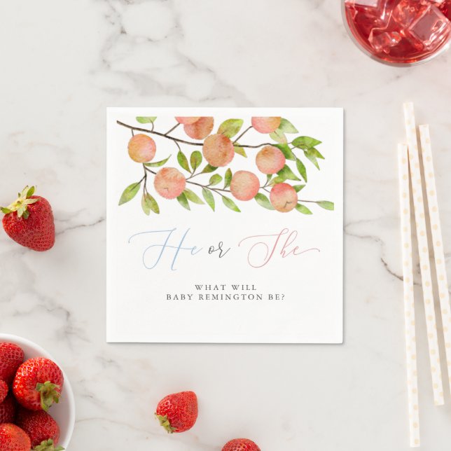 Serviette En Papier Il ou elle Peach Gender Revevevela Party Napkins (En situation)
