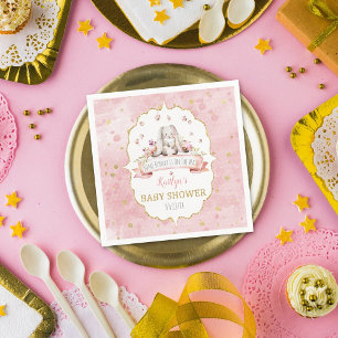 Serviette En Papier Il Y A Du Lapin Sur Le Chemin ! Baby shower de Pâq