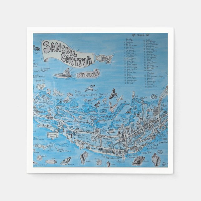 SERVIETTE EN PAPIER ILE SANIBEL CAPTIVA FLORIDE  (Devant)