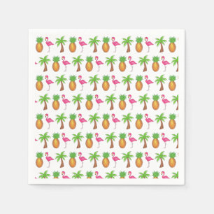 Serviette En Papier Ile tropicale Palm Tree Ananas Flamant rose rose