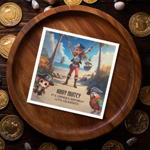 Serviette En Papier Ile tropicale Pirate Girl Anniversaire