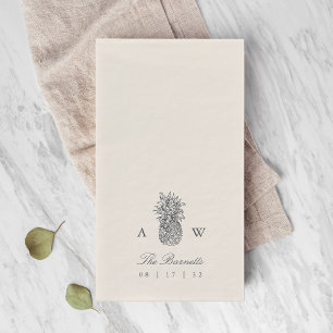 Serviette En Papier Île Vintage ananas Mariage Monogramme