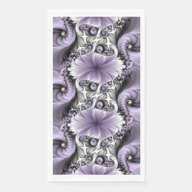 Serviette En Papier Illusion Lilac Abstrait Floral Fractal Art Imagina (Devant)