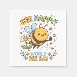 Serviette En Papier Illustration adorable "Bee Happy!" pour la Journée