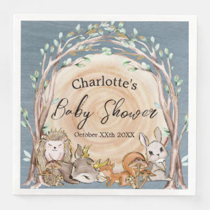 Serviette En Papier Illustration Baby shower des animaux forestiers
