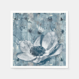 Serviette En Papier Illustration botanique bleue vintage