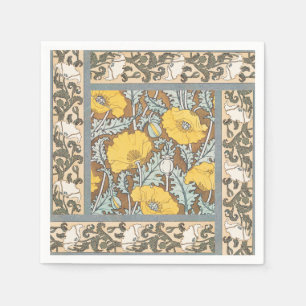 Serviette En Papier illustration d'art pavot fleur jaune
