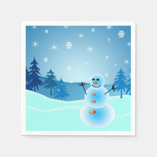 Serviette En Papier Illustration de bonhomme de neige mignon