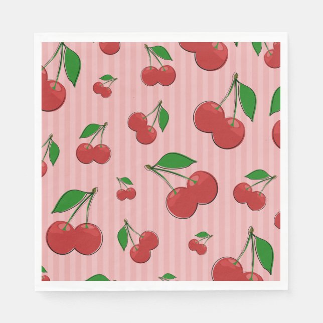 Serviette En Papier Illustration de cerises (Devant)