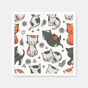 Serviette En Papier Illustration de chat de dessin animé