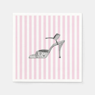 Serviette En Papier Illustration de chaussure Fashion Pink Stripe