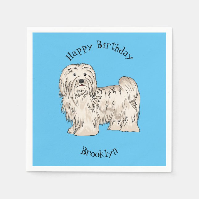 Serviette En Papier Illustration de dessin de chien de Havan (Devant)