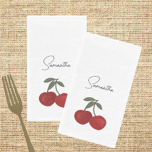 Serviette En Papier Illustration de deux cerises rouges Art de fruit