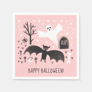 Serviette En Papier Illustration de Halloween mignonne chauve chauve-s