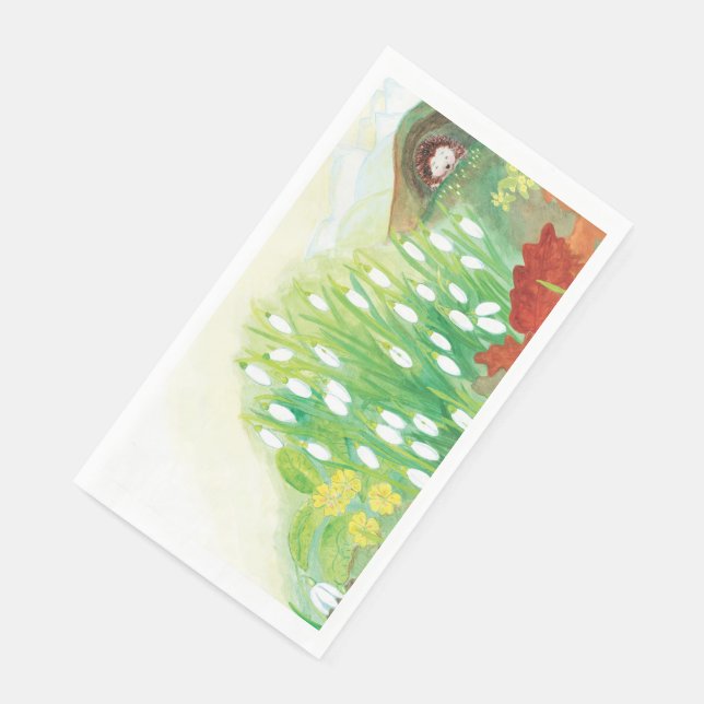 Serviette En Papier Illustration de Hérisson et de chutes de neige (Coin)