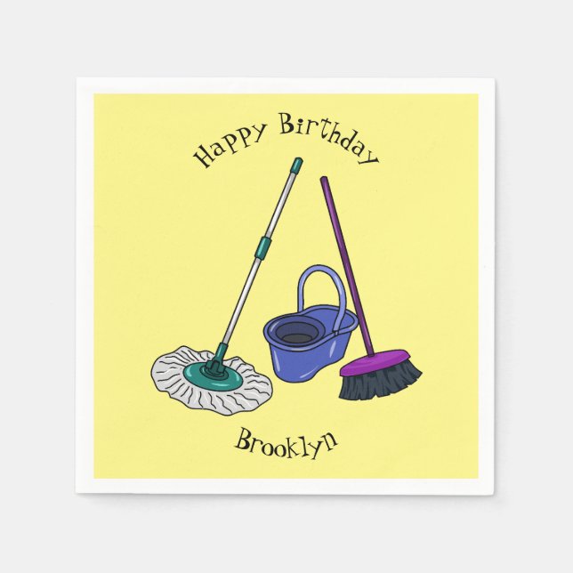Serviette En Papier Illustration de la bande dessinée Broom & mop (Devant)