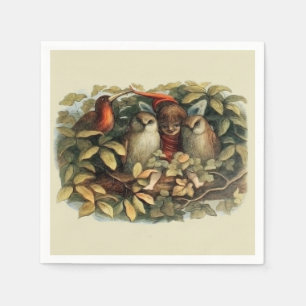 Serviette En Papier Illustration de la nature des hiboux et des fées d