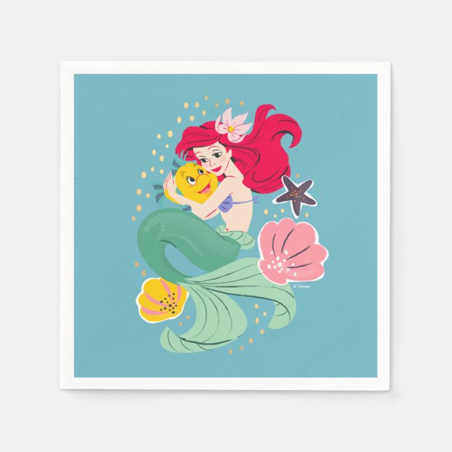 Serviette En Papier Illustration de la princesse Ariel (Devant)