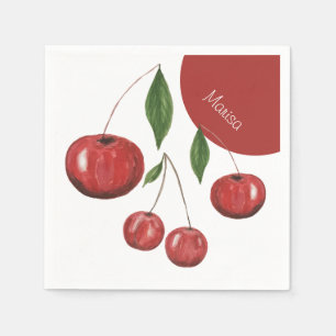 Serviette En Papier Illustration de l'aquarelle des cerises douces