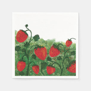 Serviette En Papier Illustration de l'aquarelle du champ de fraises