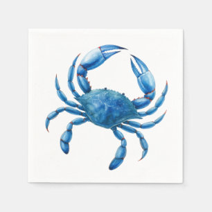 Serviette En Papier Illustration de l'aquarelle du crabe bleu - Vie ma