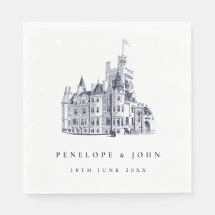 Serviette En Papier Illustration de mariage de château vintage élégant