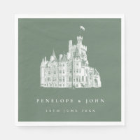 Illustration de mariage de château vintage vert sa