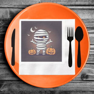 Serviette En Papier Illustration de momie mignonne Papier d'Halloween 