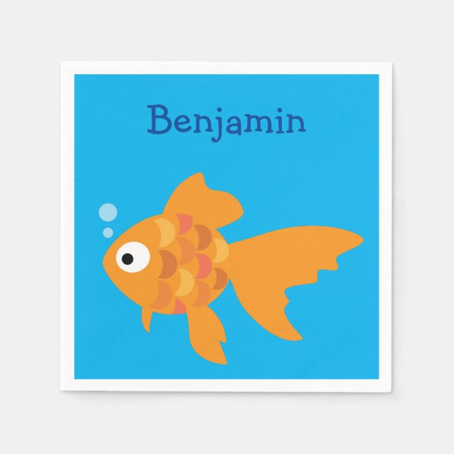 Serviette En Papier Illustration de poisson d'or convivial (Devant)