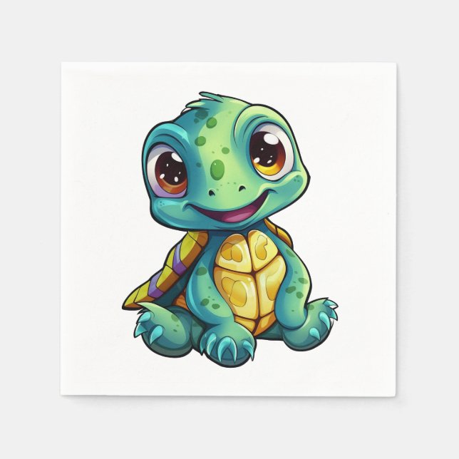 Serviette En Papier Illustration de tortue caricaturale (Devant)