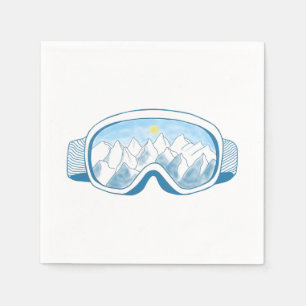 Serviette En Papier Illustration des lunettes de ski de montagne