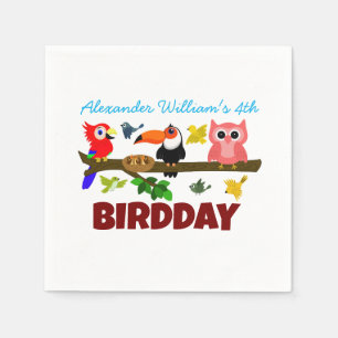 Serviette En Papier Illustration des oiseaux mignons Anniversaire