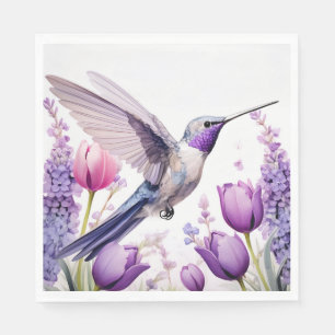 Serviette En Papier Illustration du colibri lavande