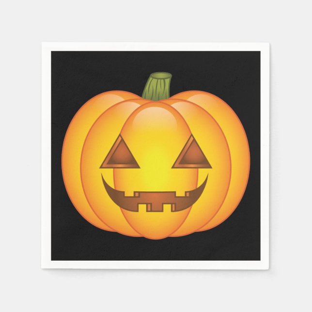 Serviette En Papier Illustration du dessin du Citrouille d'Halloween (Devant)