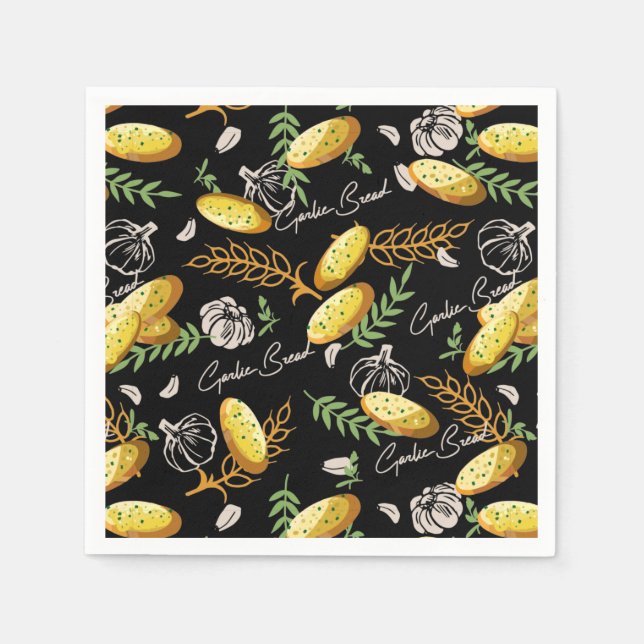 Serviette En Papier Illustration du pain d'ail Motif V2 (Devant)