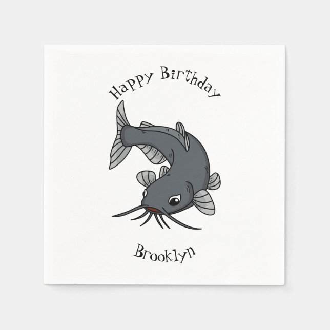 Serviette En Papier Illustration du poisson-chat mignon (Devant)