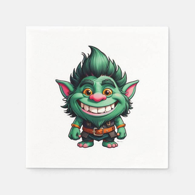 Serviette En Papier Illustration Happy Little Troll Chibi (Devant)