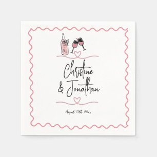 Serviette En Papier Illustration lunaire   Mariage rétro